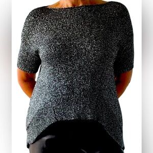 Vivian Shyu silver & black boatneck knit top EUC, Size S